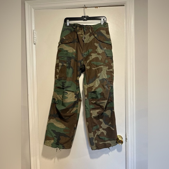 Vintage 80's Era USGI Woodland BDU Camouflage Combat Pants Trouser Wide Leg - Picture 1 of 16